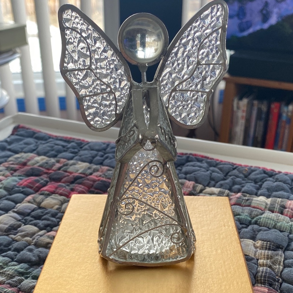 Stained Glass Angel Figurine - Clear/Silver
